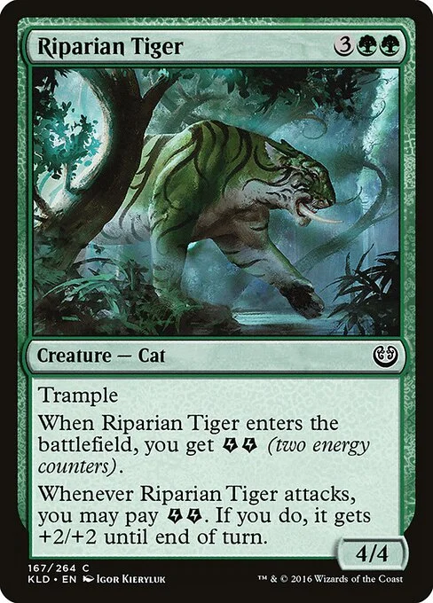 Riparian Tiger, carta Magic di tipo Creature — Cat illustrata da Igor Kieryluk