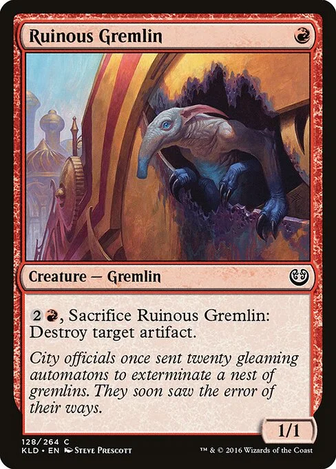 Ruinous Gremlin, carta Magic di tipo Creature — Gremlin illustrata da Steve Prescott
