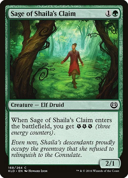 Sage of Shaila's Claim, carta Magic di tipo Creature — Elf Druid illustrata da Howard Lyon