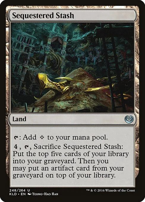 Sequestered Stash, carta Magic di tipo Land illustrata da Yeong-Hao Han