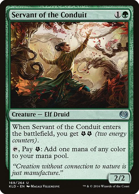 Servant of the Conduit, carta Magic di tipo Creature — Elf Druid illustrata da Magali Villeneuve