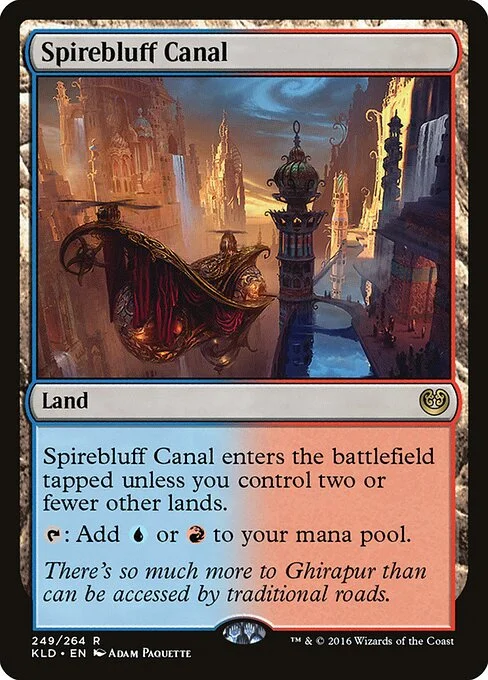 Spirebluff Canal, carta Magic di tipo Land illustrata da Adam Paquette