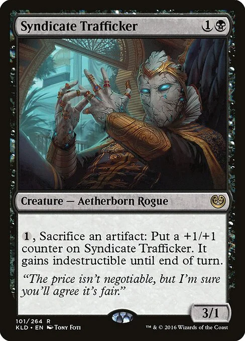 Syndicate Trafficker, carta Magic di tipo Creature — Aetherborn Rogue illustrata da Tony Foti