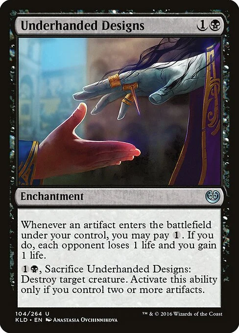 Underhanded Designs, carta Magic di tipo Enchantment illustrata da Anastasia Ovchinnikova