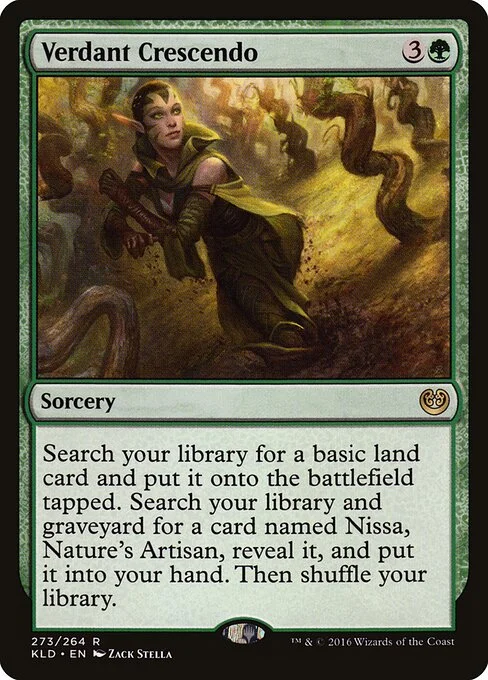 Verdant Crescendo, carta Magic di tipo Sorcery illustrata da Zack Stella