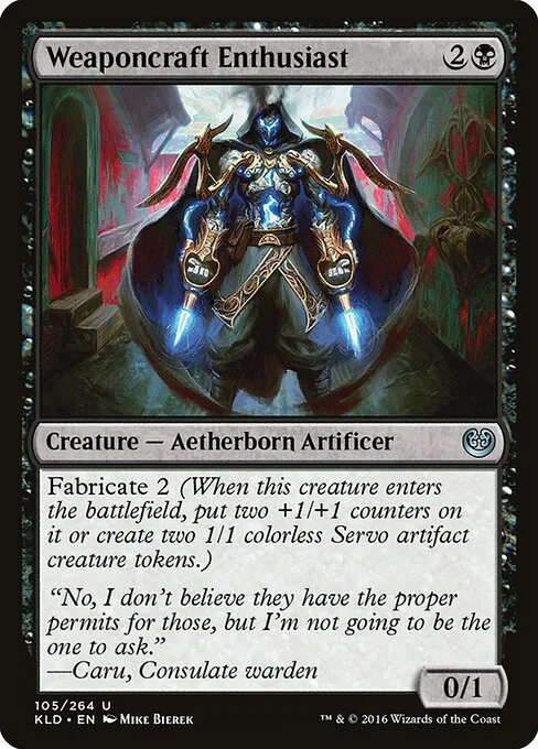 Weaponcraft Enthusiast, carta Magic di tipo Creature — Aetherborn Artificer illustrata da Mike Bierek