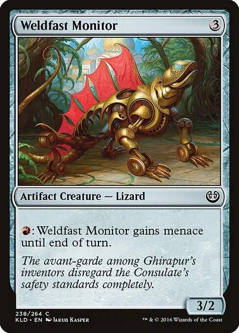 Weldfast Monitor, carta Magic di tipo Artifact Creature — Lizard illustrata da Jakub Kasper