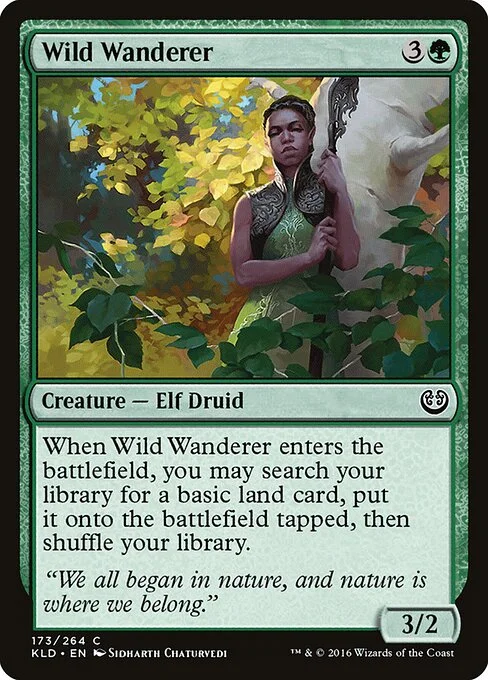 Wild Wanderer, carta Magic di tipo Creature — Elf Druid illustrata da Sidharth Chaturvedi