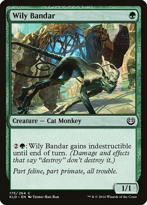 Wily Bandar, carta Magic di tipo Creature — Cat Monkey illustrata da Yeong-Hao Han