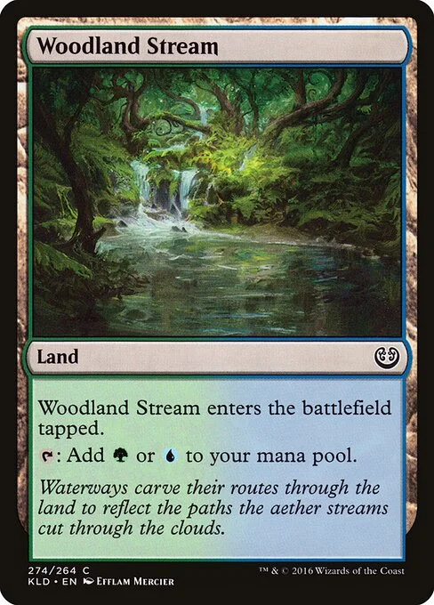 Woodland Stream, carta Magic di tipo Land illustrata da Enora Mercier