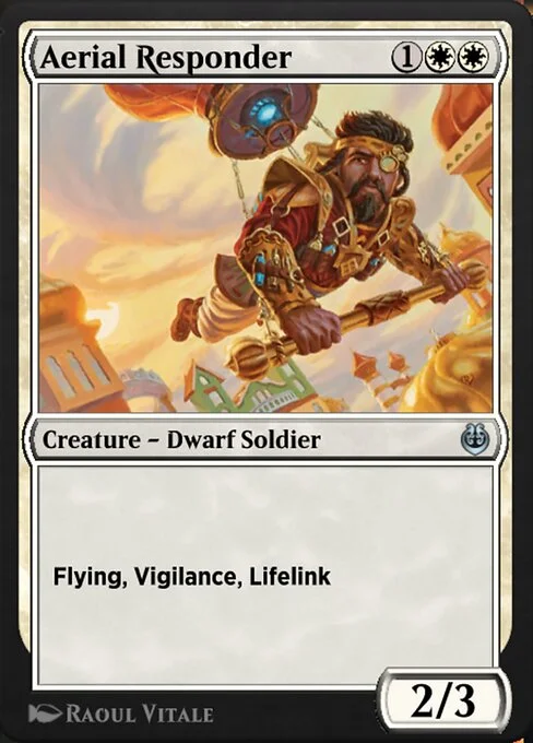 Aerial Responder, carta Magic di tipo Creature — Dwarf Soldier illustrata da Raoul Vitale