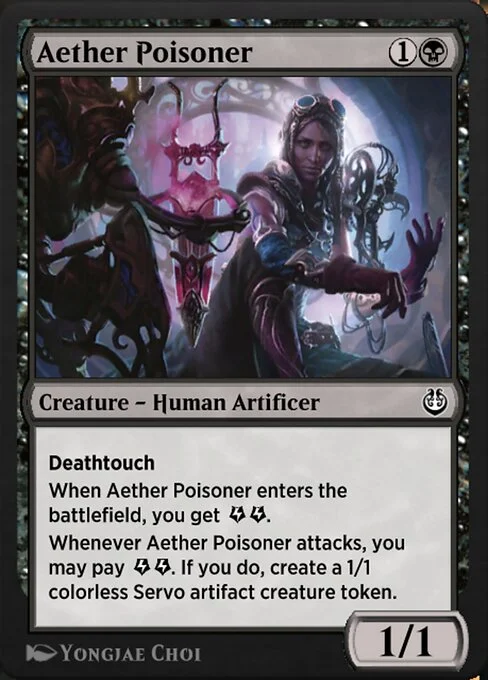 Aether Poisoner, carta Magic di tipo Creature — Human Artificer illustrata da Yongjae Choi