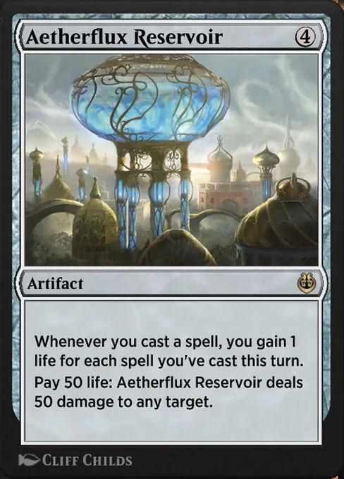 Aetherflux Reservoir, carta Magic di tipo Artifact illustrata da Cliff Childs