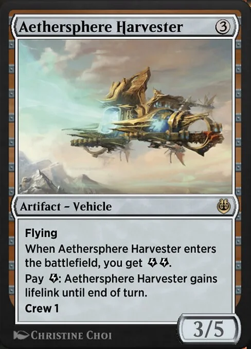 Aethersphere Harvester, carta Magic di tipo Artifact — Vehicle illustrata da Christine Choi