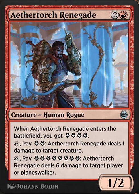 Aethertorch Renegade, carta Magic di tipo Creature — Human Rogue illustrata da Johann Bodin