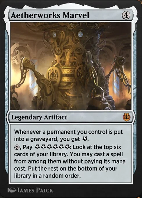 Aetherworks Marvel, carta Magic di tipo Legendary Artifact illustrata da James Paick