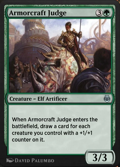 Armorcraft Judge, carta Magic di tipo Creature — Elf Artificer illustrata da David Palumbo
