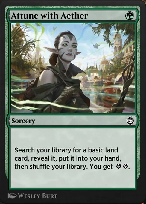 Attune with Aether, carta Magic di tipo Sorcery illustrata da Wesley Burt
