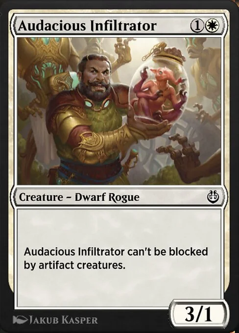 Audacious Infiltrator, carta Magic di tipo Creature — Dwarf Rogue illustrata da Jakub Kasper