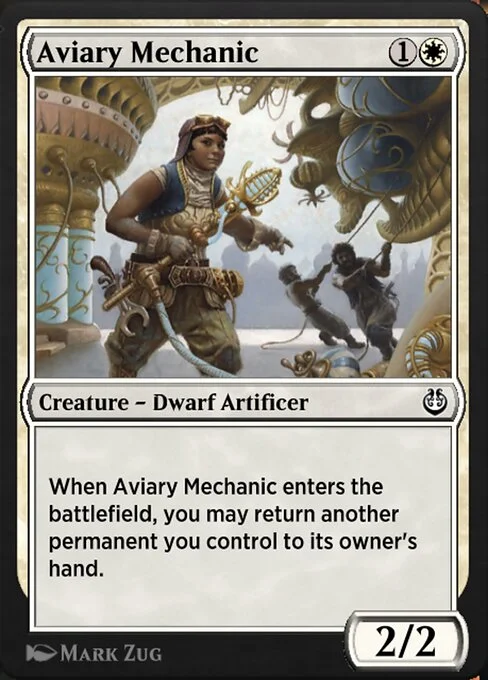 Aviary Mechanic, carta Magic di tipo Creature — Dwarf Artificer illustrata da Mark Zug