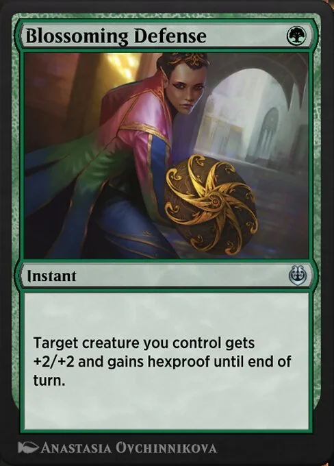 Blossoming Defense, carta Magic di tipo Instant illustrata da Anastasia Ovchinnikova