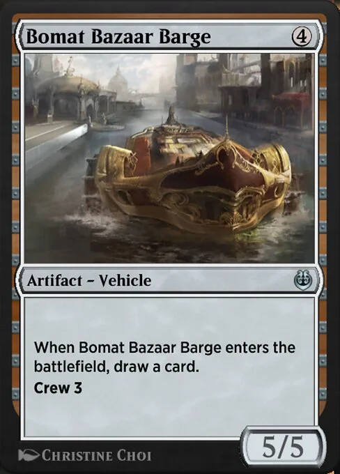 Bomat Bazaar Barge, carta Magic di tipo Artifact — Vehicle illustrata da Christine Choi