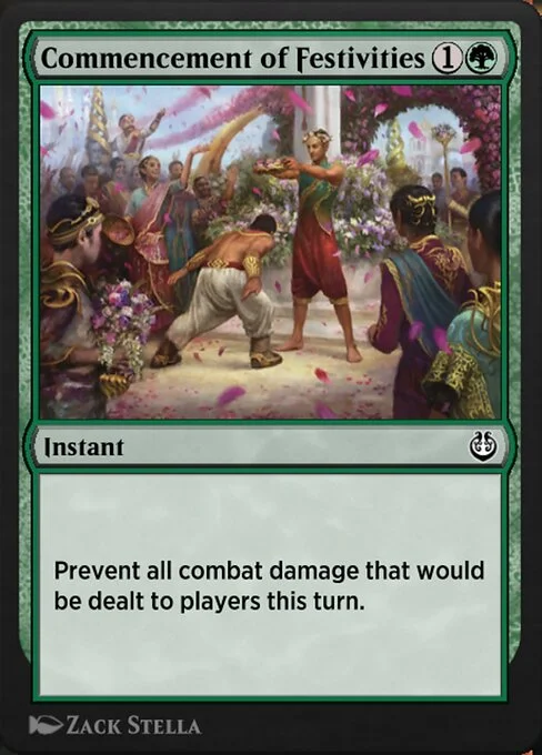Commencement of Festivities, carta Magic di tipo Instant illustrata da Zack Stella