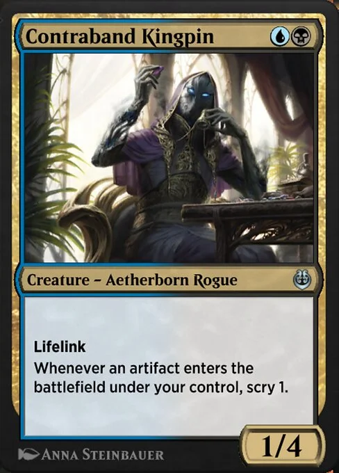Contraband Kingpin, carta Magic di tipo Creature — Aetherborn Rogue illustrata da Anna Steinbauer
