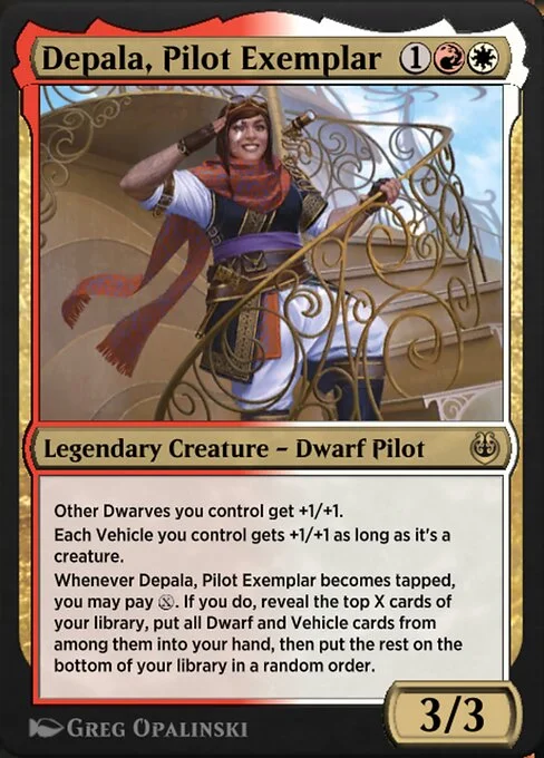 Depala, Pilot Exemplar, carta Magic di tipo Legendary Creature — Dwarf Pilot illustrata da Greg Opalinski