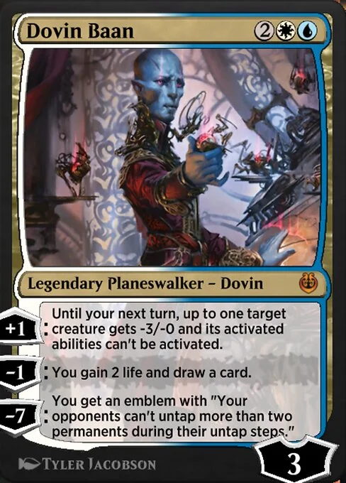 Dovin Baan, carta Magic di tipo Legendary Planeswalker — Dovin illustrata da Tyler Jacobson