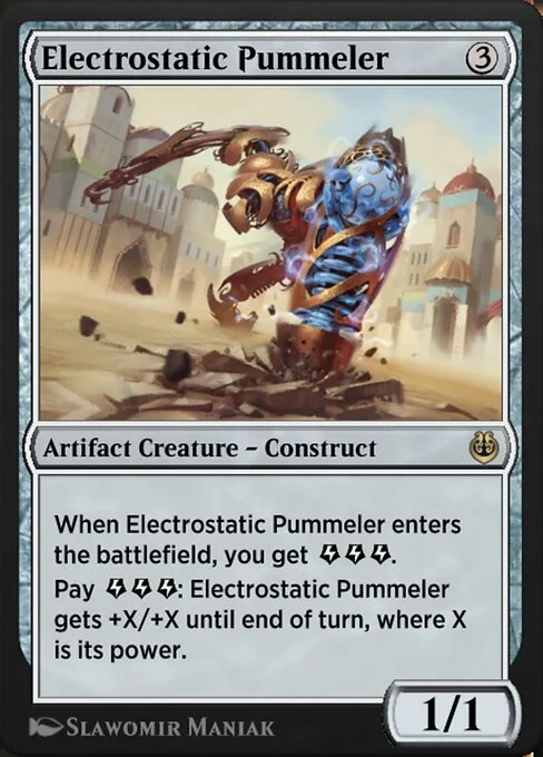 Electrostatic Pummeler, carta Magic di tipo Artifact Creature — Construct illustrata da Slawomir Maniak