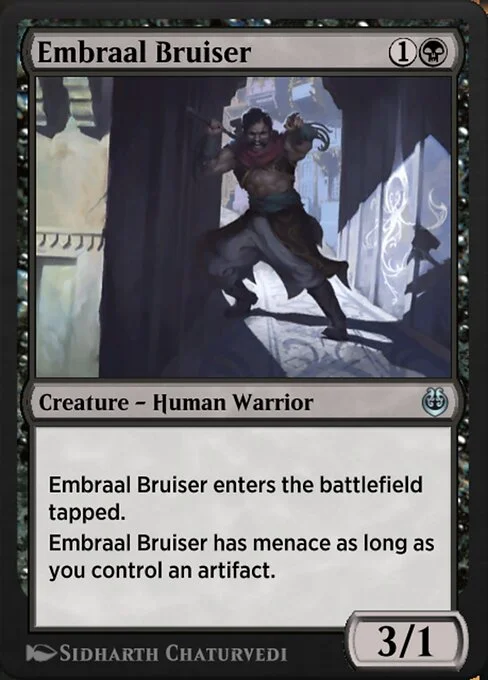 Embraal Bruiser, carta Magic di tipo Creature — Human Warrior illustrata da Sidharth Chaturvedi
