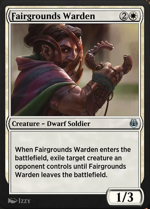 Fairgrounds Warden, carta Magic di tipo Creature — Dwarf Soldier illustrata da Izzy