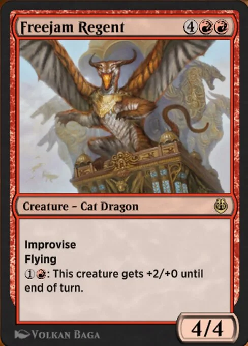 Freejam Regent, carta Magic di tipo Creature — Cat Dragon illustrata da Volkan Baǵa