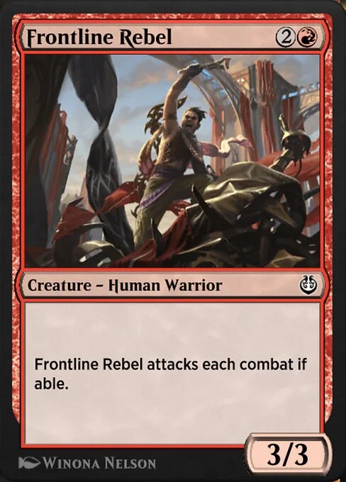 Frontline Rebel, carta Magic di tipo Creature — Human Warrior illustrata da Winona Nelson