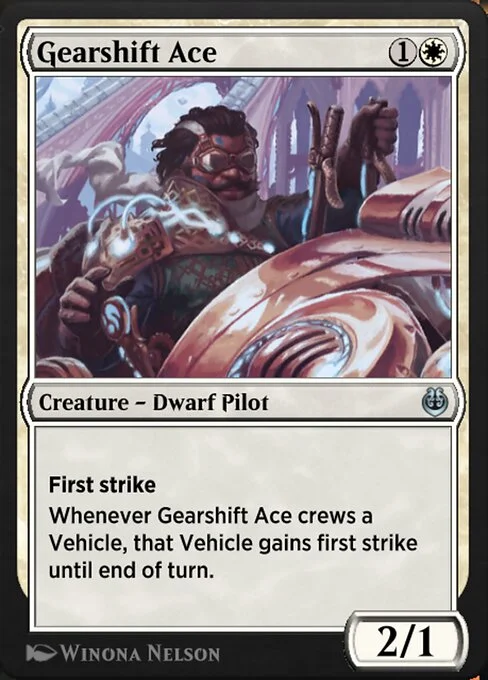 Gearshift Ace, carta Magic di tipo Creature — Dwarf Pilot illustrata da Winona Nelson