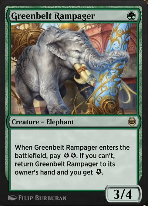 Greenbelt Rampager, carta Magic di tipo Creature — Elephant illustrata da Filip Burburan