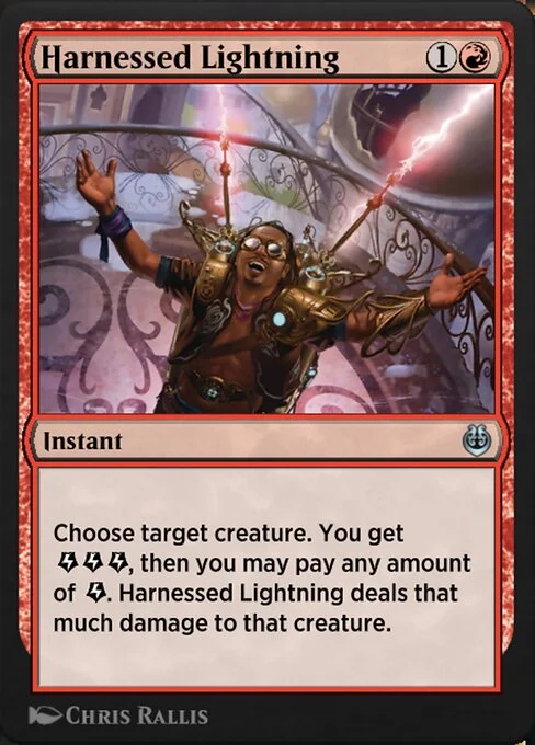 Harnessed Lightning, carta Magic di tipo Instant illustrata da Chris Rallis