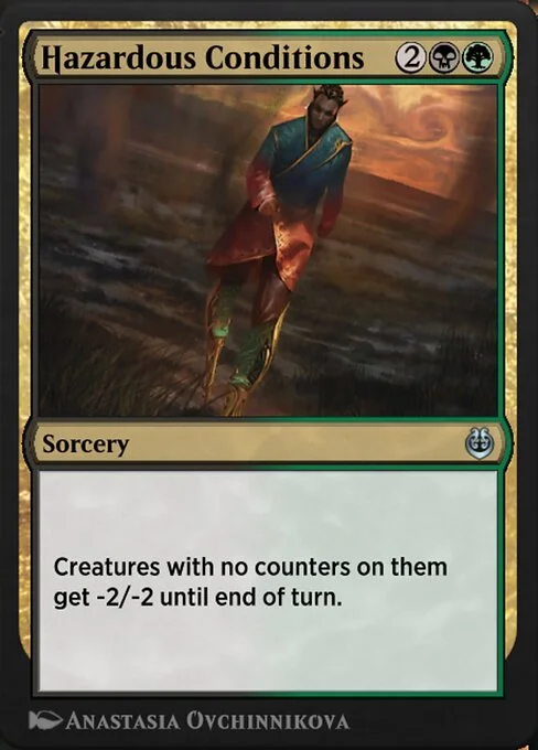 Hazardous Conditions, carta Magic di tipo Sorcery illustrata da Anastasia Ovchinnikova