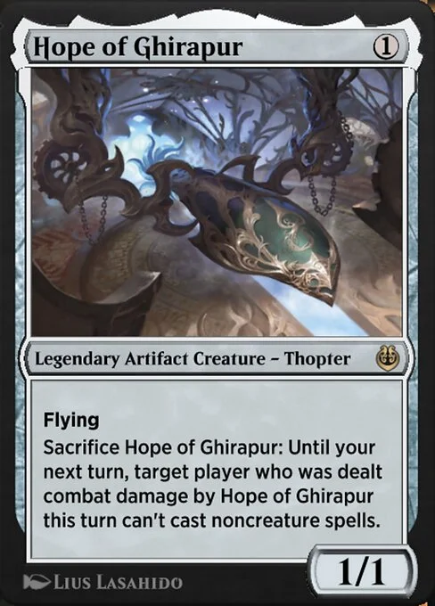 Hope of Ghirapur, carta Magic di tipo Legendary Artifact Creature — Thopter illustrata da Lius Lasahido