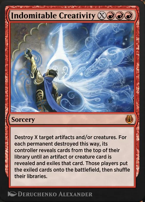 Indomitable Creativity, carta Magic di tipo Sorcery illustrata da Deruchenko Alexander