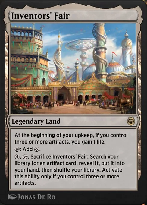 Inventors' Fair, carta Magic di tipo Legendary Land illustrata da Jonas De Ro