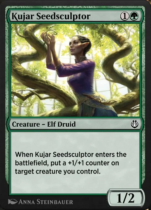 Kujar Seedsculptor, carta Magic di tipo Creature — Elf Druid illustrata da Anna Steinbauer