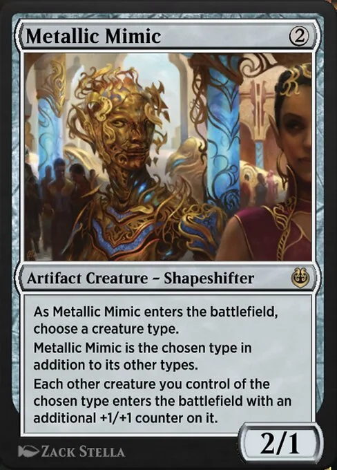 Metallic Mimic, carta Magic di tipo Artifact Creature — Shapeshifter illustrata da Zack Stella