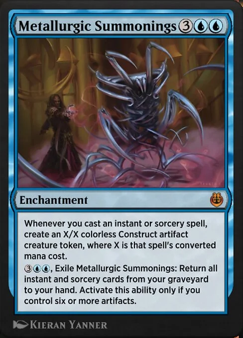 Metallurgic Summonings, carta Magic di tipo Enchantment illustrata da Kieran Yanner