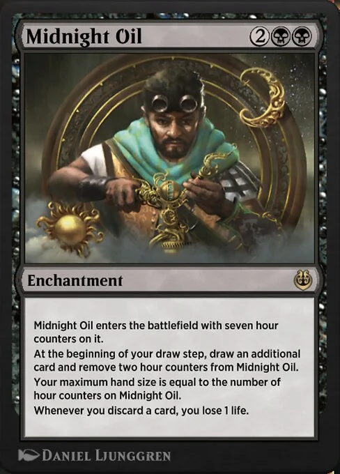 Midnight Oil, carta Magic di tipo Enchantment illustrata da Daniel Ljunggren