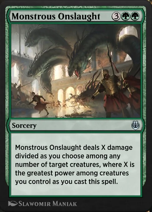 Monstrous Onslaught, carta Magic di tipo Sorcery illustrata da Slawomir Maniak