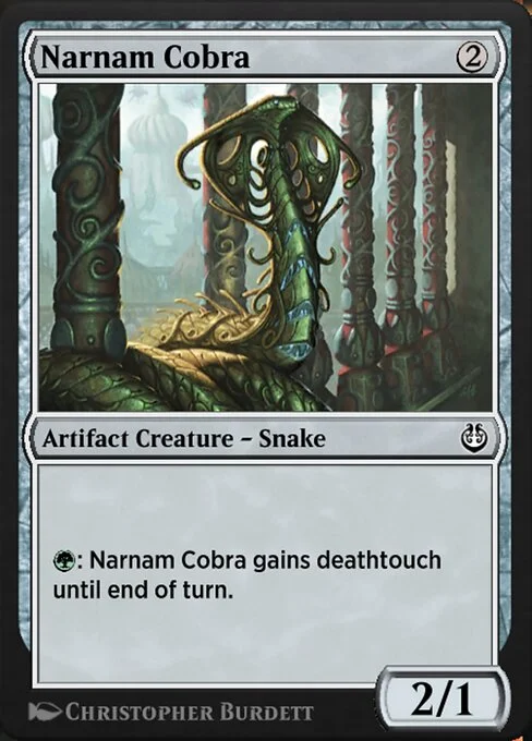 Narnam Cobra, carta Magic di tipo Artifact Creature — Snake illustrata da Christopher Burdett