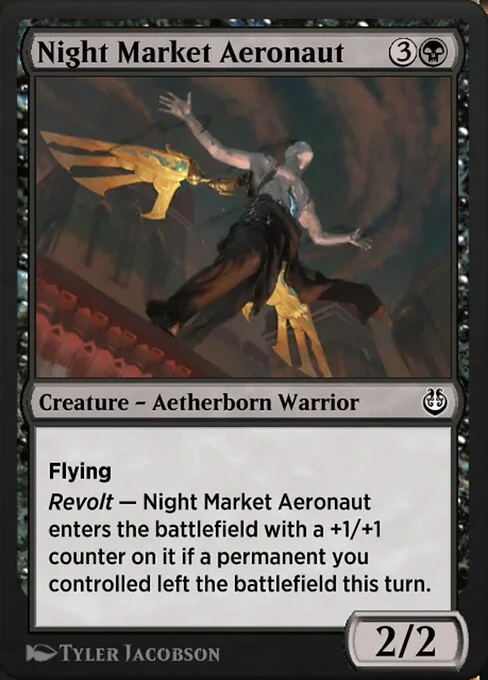 Night Market Aeronaut, carta Magic di tipo Creature — Aetherborn Warrior illustrata da Tyler Jacobson
