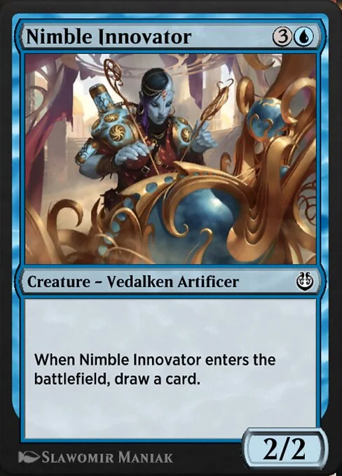 Nimble Innovator, carta Magic di tipo Creature — Vedalken Artificer illustrata da Slawomir Maniak